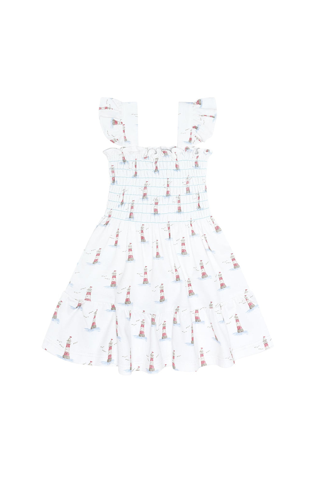 Lighthouse Print Gathered Dress