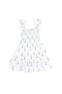 Lighthouse Print Gathered Dress