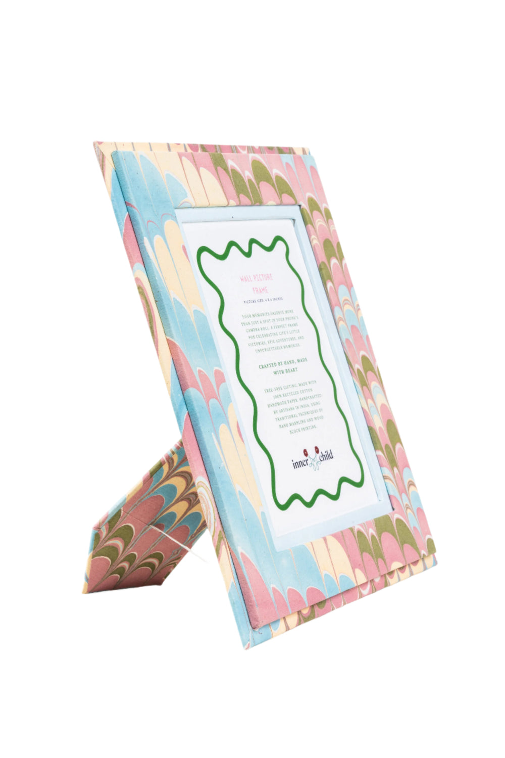 Hand-Marbled Picture Frame in Lilac Blues, 4x6