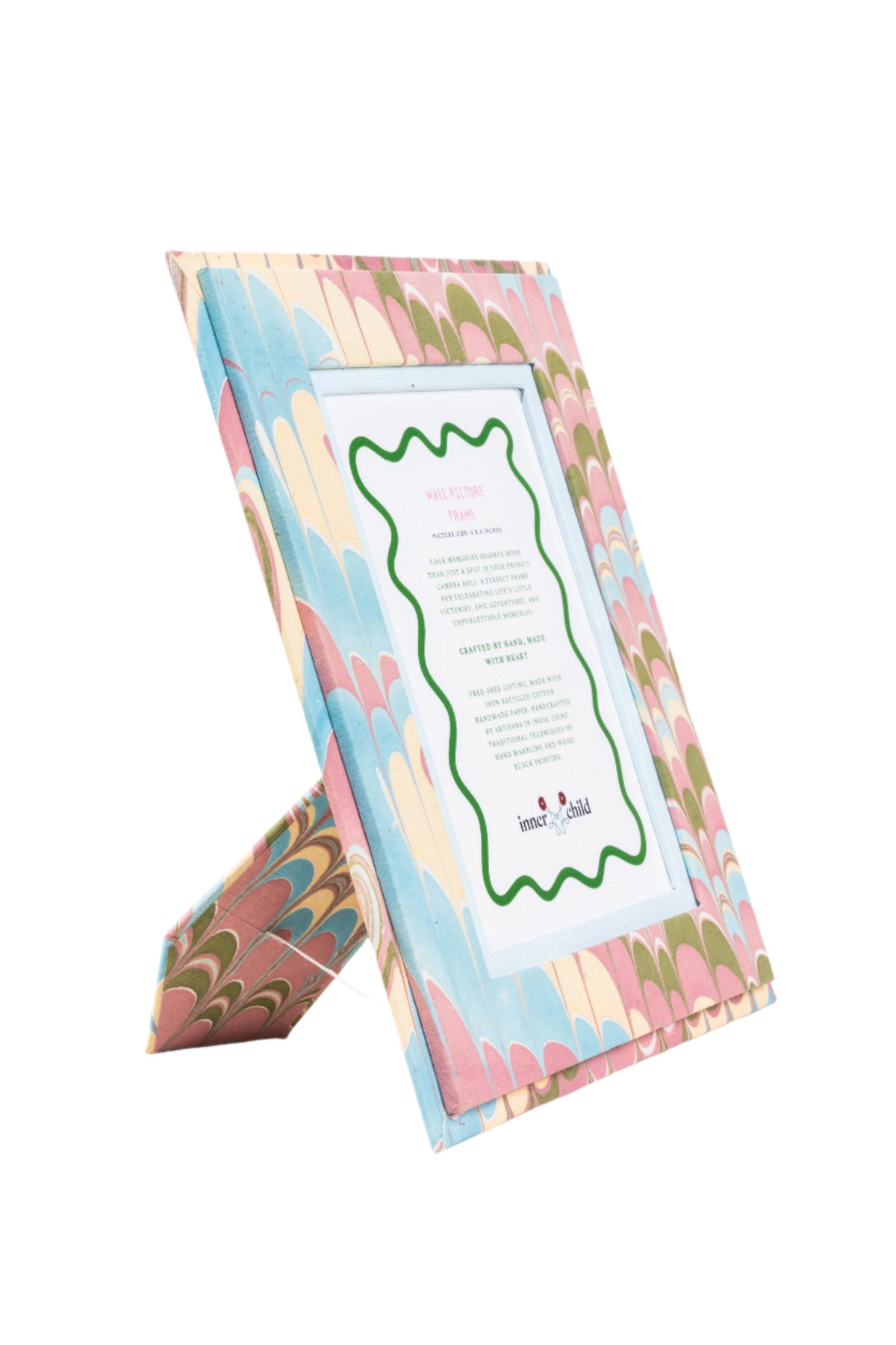 Hand-Marbled Picture Frame in Lilac Blues, 4x6