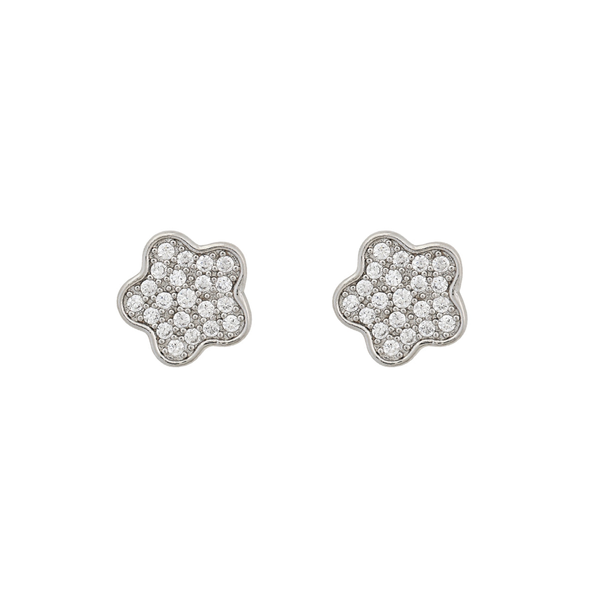 Lilia Pave Stud in White Gold