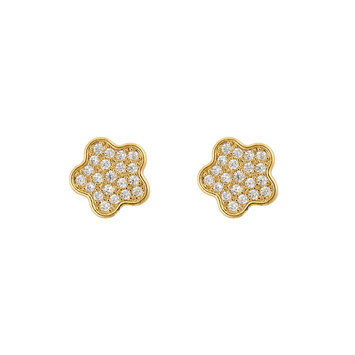 Lilia Pave Stud in Yellow Gold