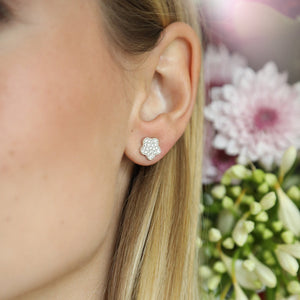 Lilia Pave Stud in White Gold