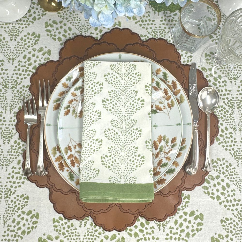 vegan leather embroidered placemat