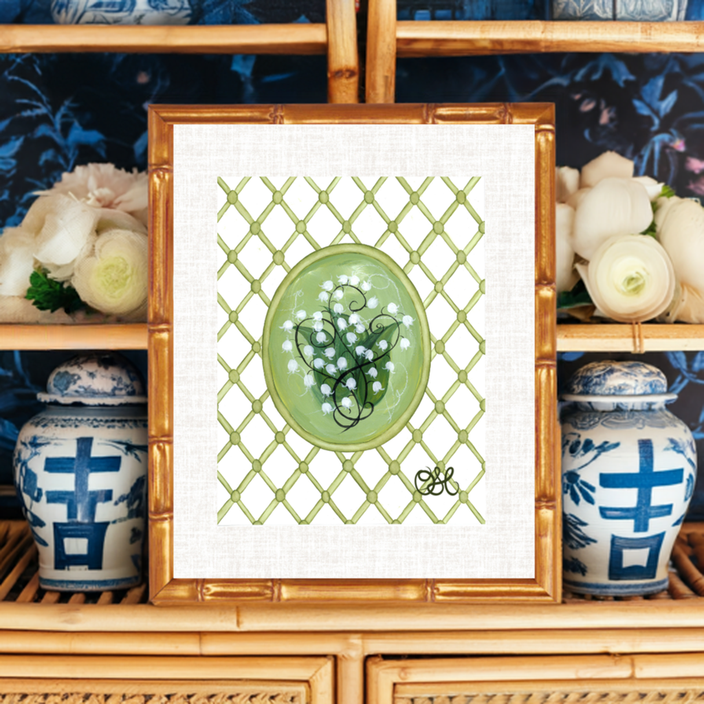 Lily of the Valley Trellis En Vert Art Print