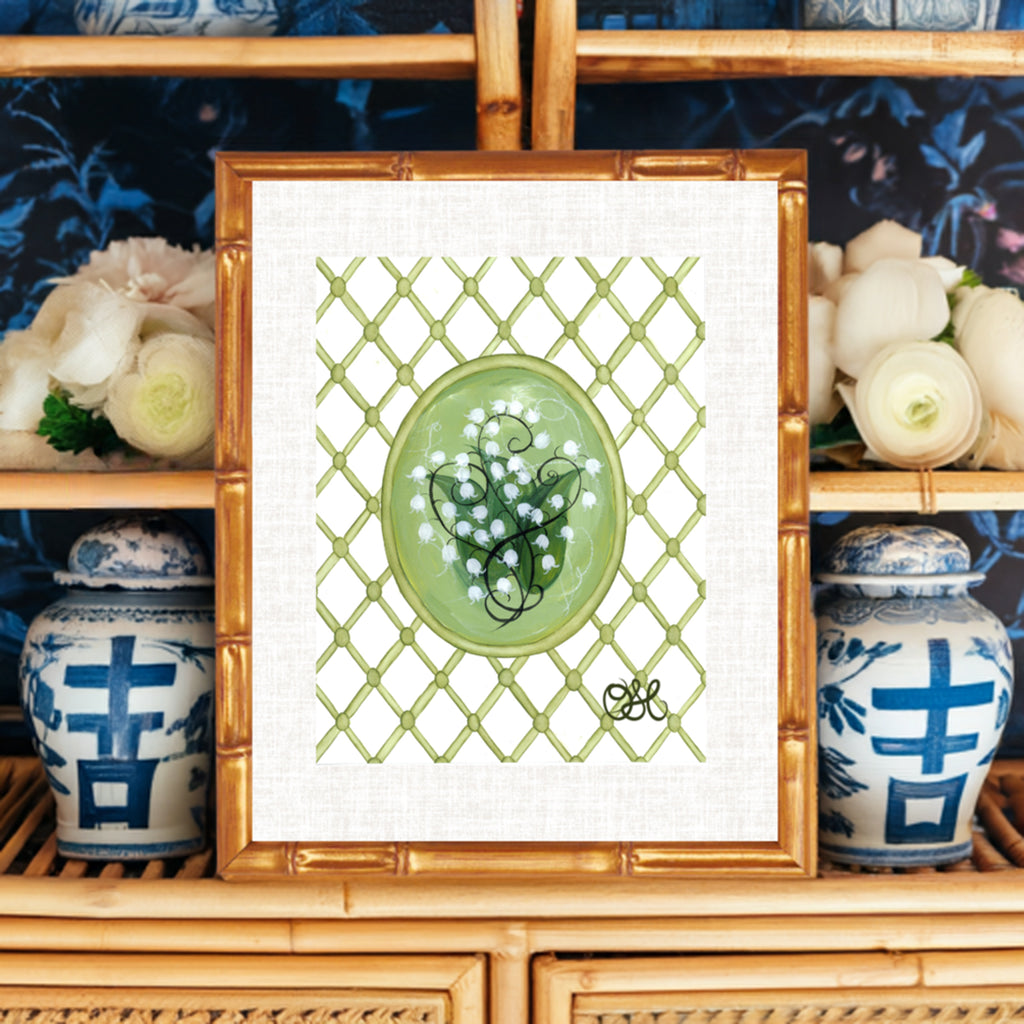Lily of the Valley Trellis En Vert Art Print