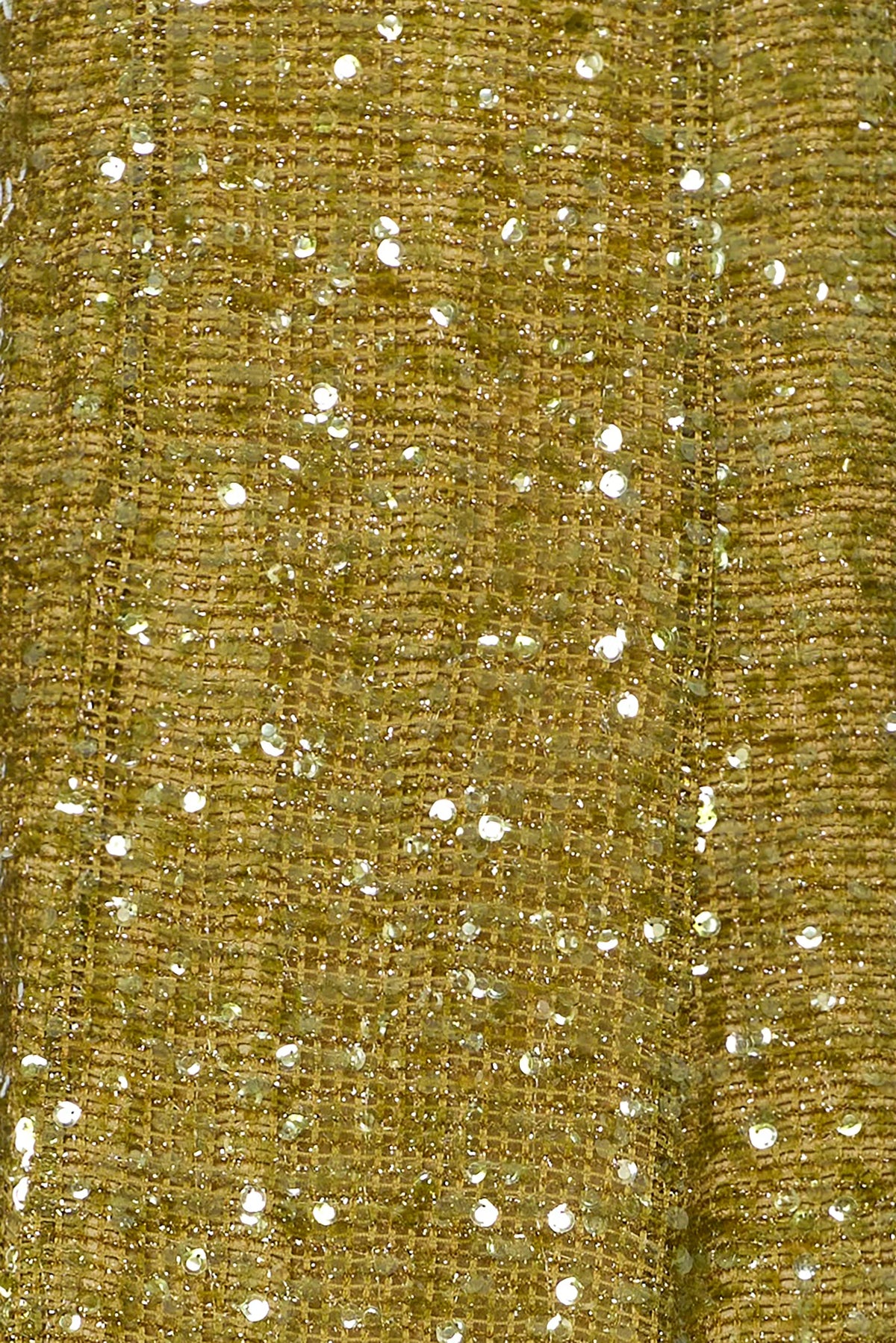 Cloes up of the Lisanne Dress in Moss Sequin. 