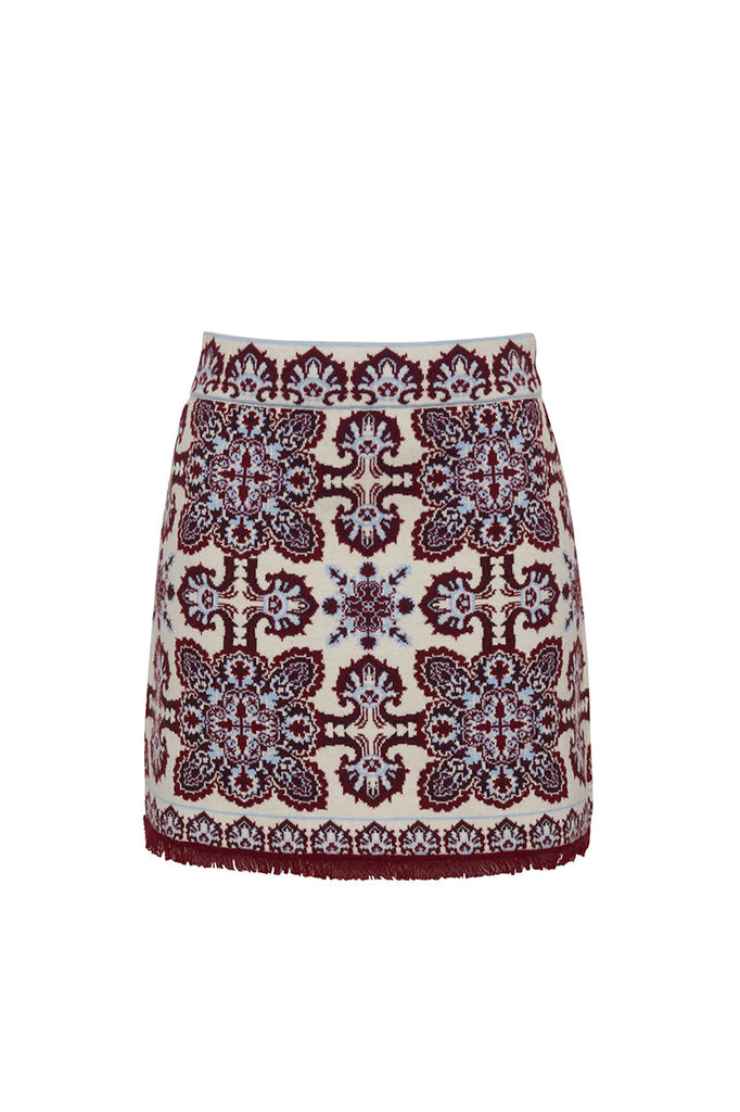 Lindy Skirt in Vintage Scarf Ivory