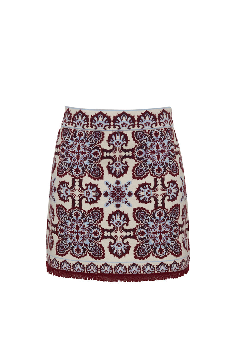 Lindy Skirt in Vintage Scarf Ivory