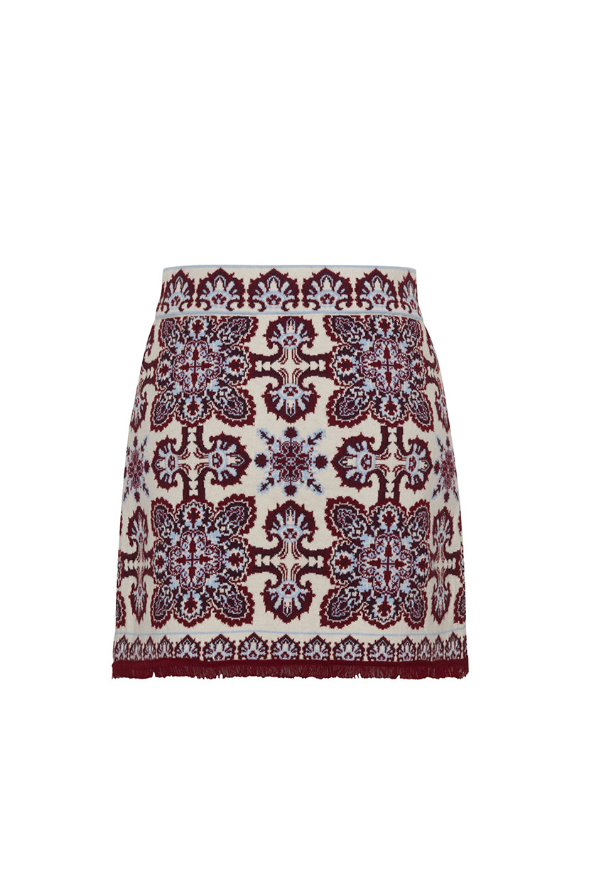 Lindy Skirt in Vintage Scarf Ivory