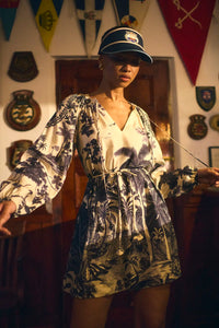 The Lisette Dress in Bermuda Toile.