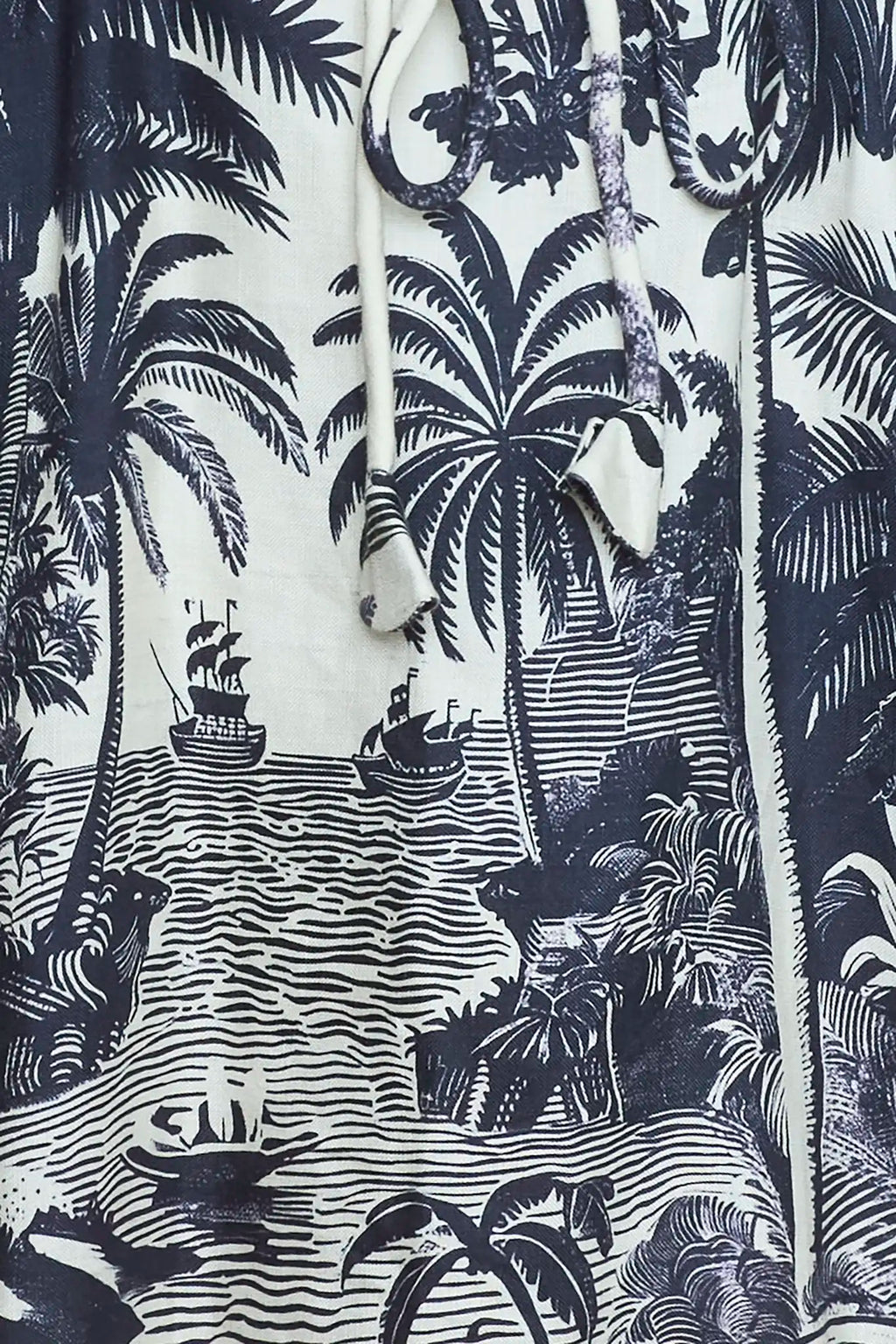 Close up of The Lisette Dress in Bermuda Toile.