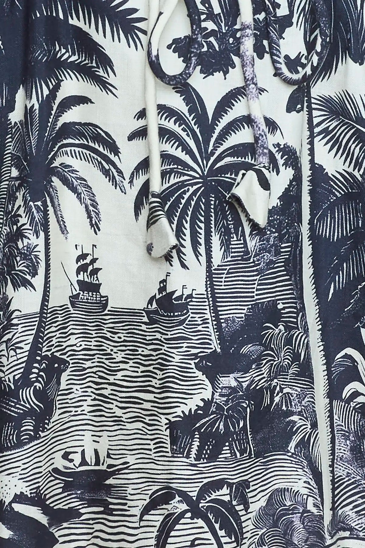 Close up of The Lisette Dress in Bermuda Toile.