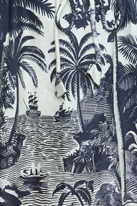 Close up of The Lisette Dress in Bermuda Toile.