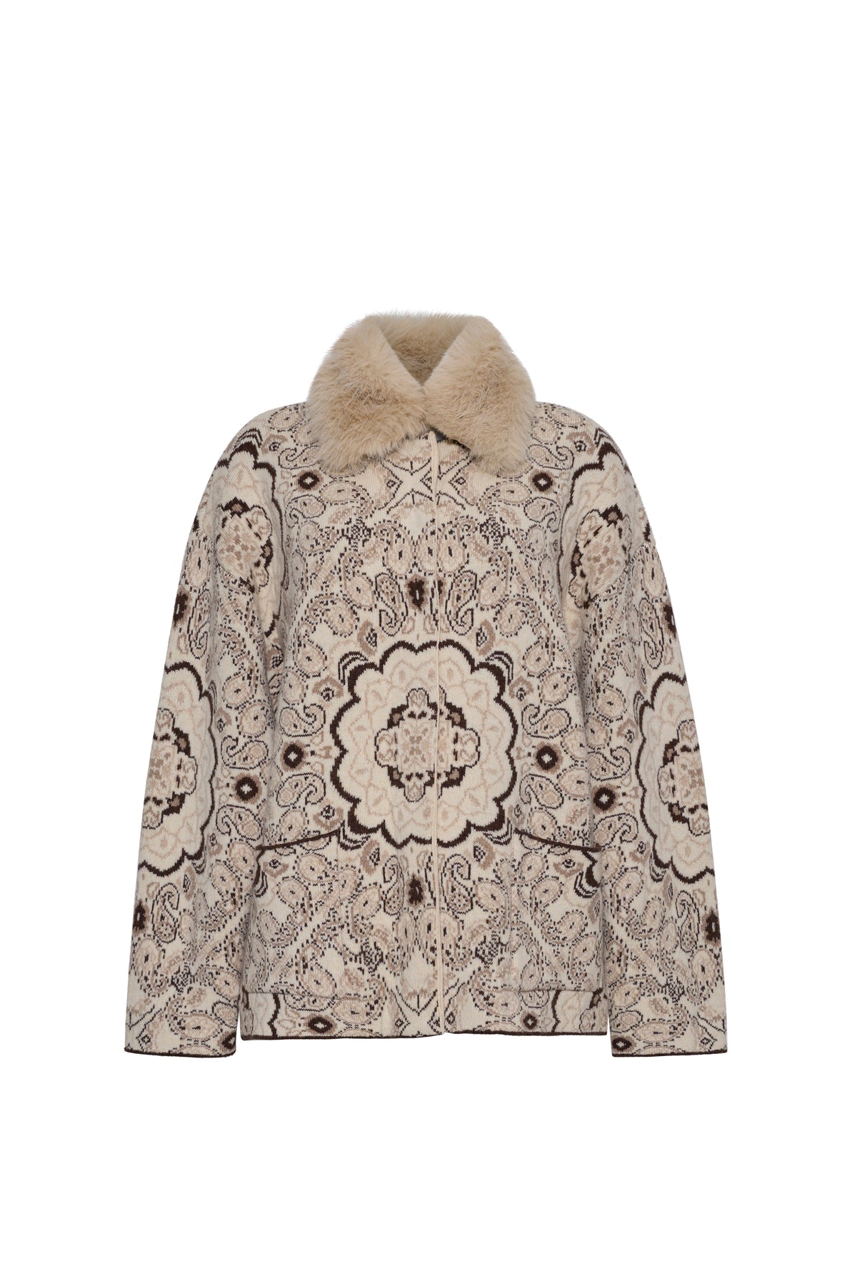 Lois Fur Jacket in Bandana Ivory