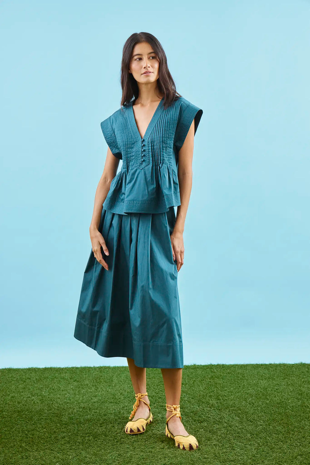 Maison Skirt in Petrol Green