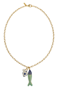 Long Chain Fish Charm Necklace
