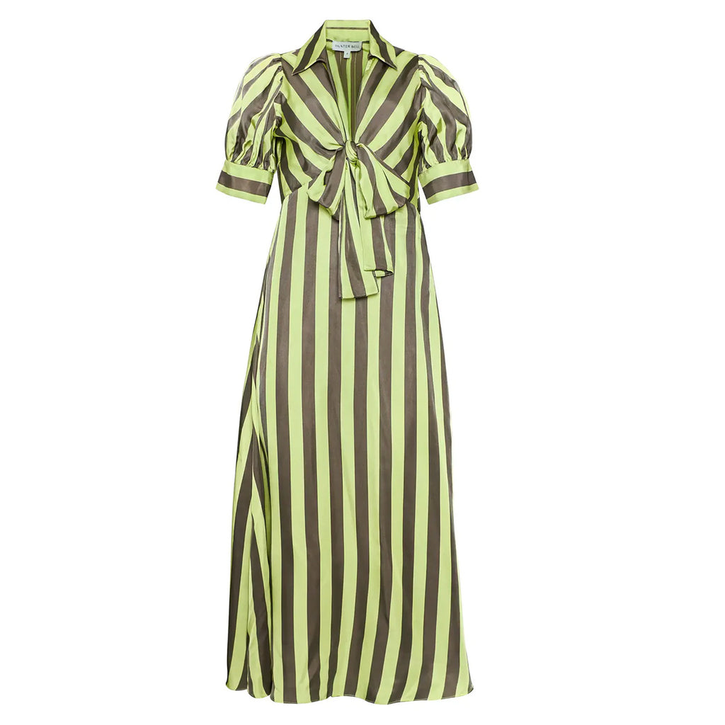 Iris Dress in Evergreen Stripe