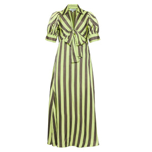 Iris Dress in Evergreen Stripe