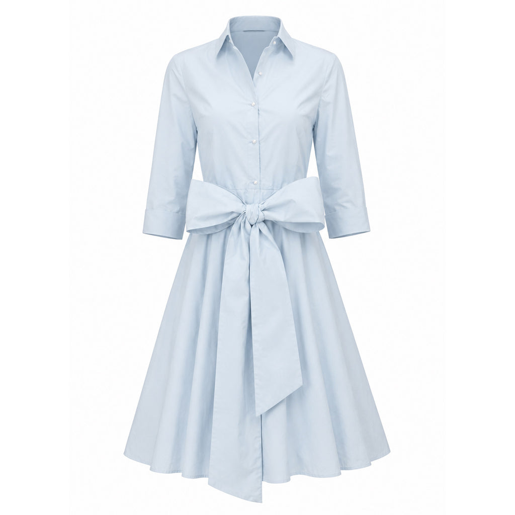 Collared Cocktail Dress in Blushed Blue