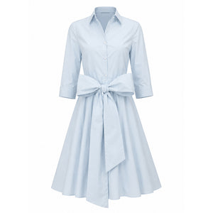Collared Cocktail Dress in Blushed Blue