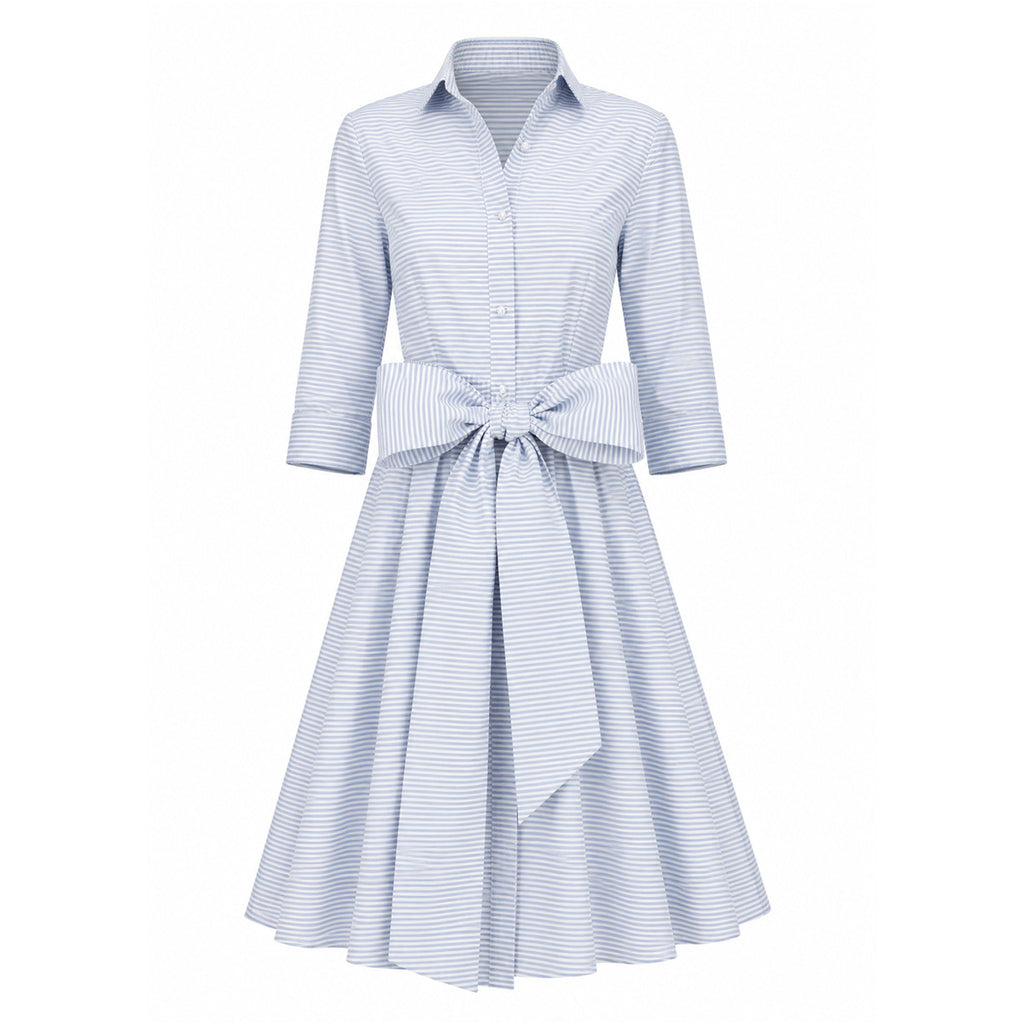 Collared Cocktail Dress in Seaside Stripe