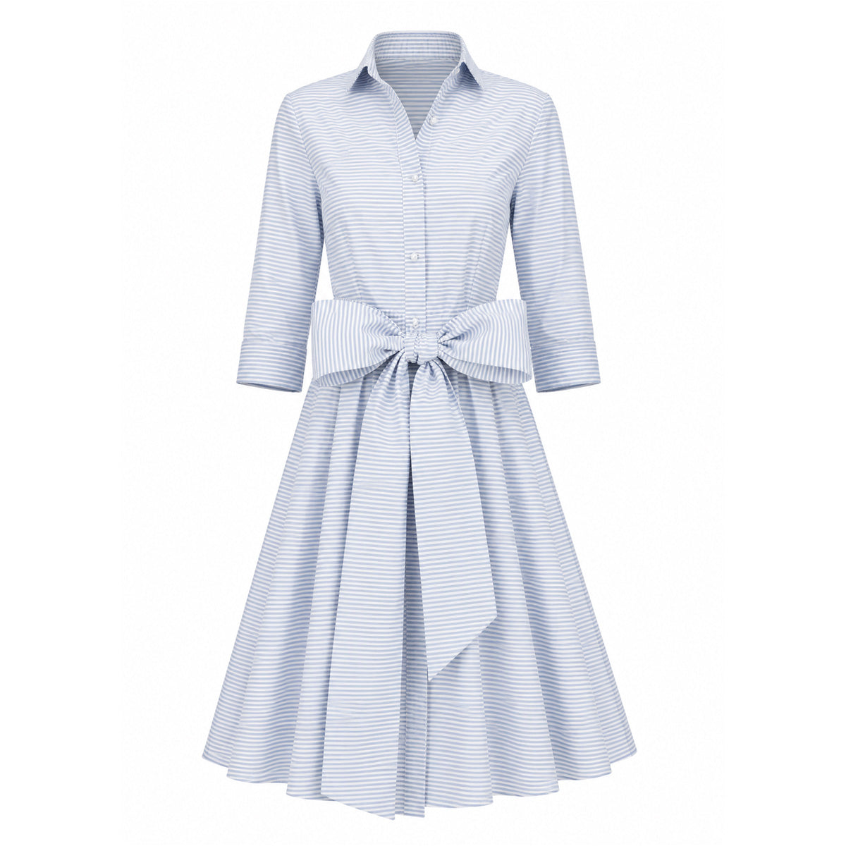 Collared Cocktail Dress in Seaside Stripe