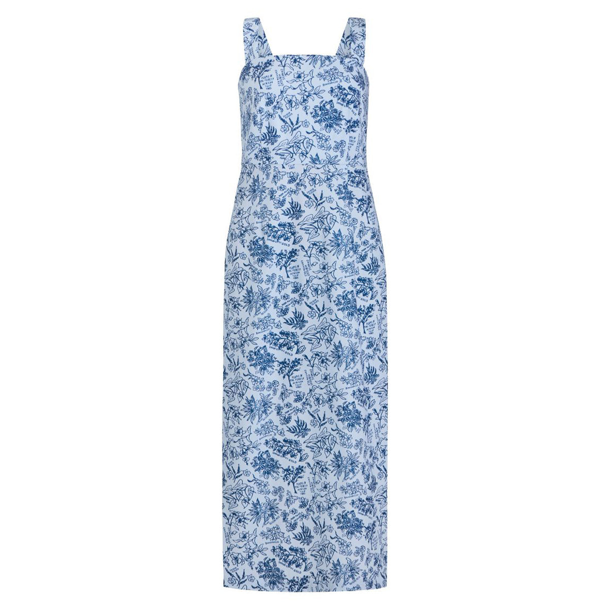 Long Slip Dress in Blue Flora