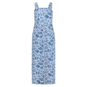 Long Slip Dress in Blue Flora