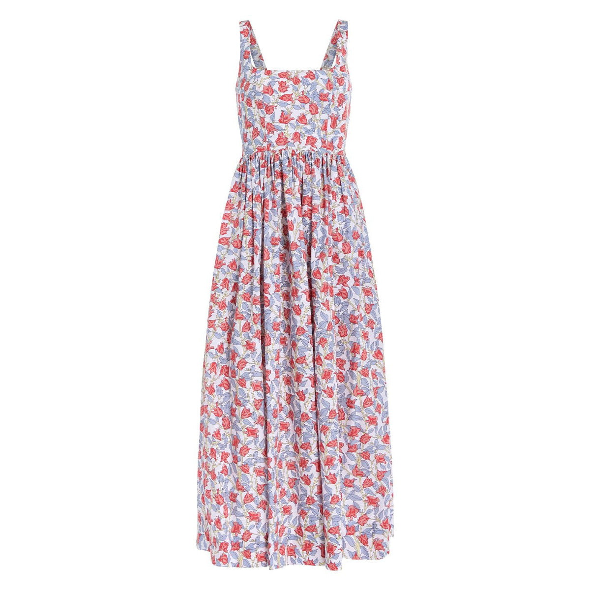 Scoop Neck Dress in Red Bougainvillea