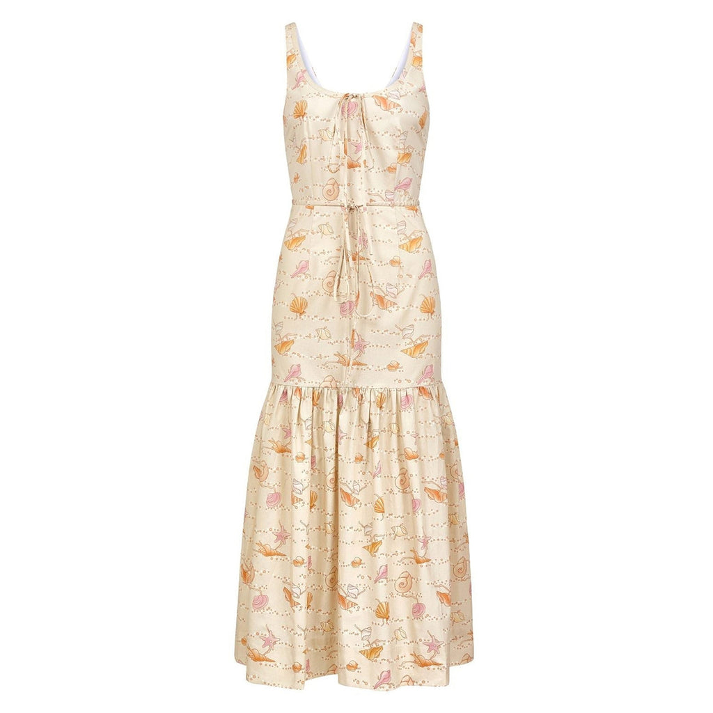 Double Drawstring Dress in Warm Shell