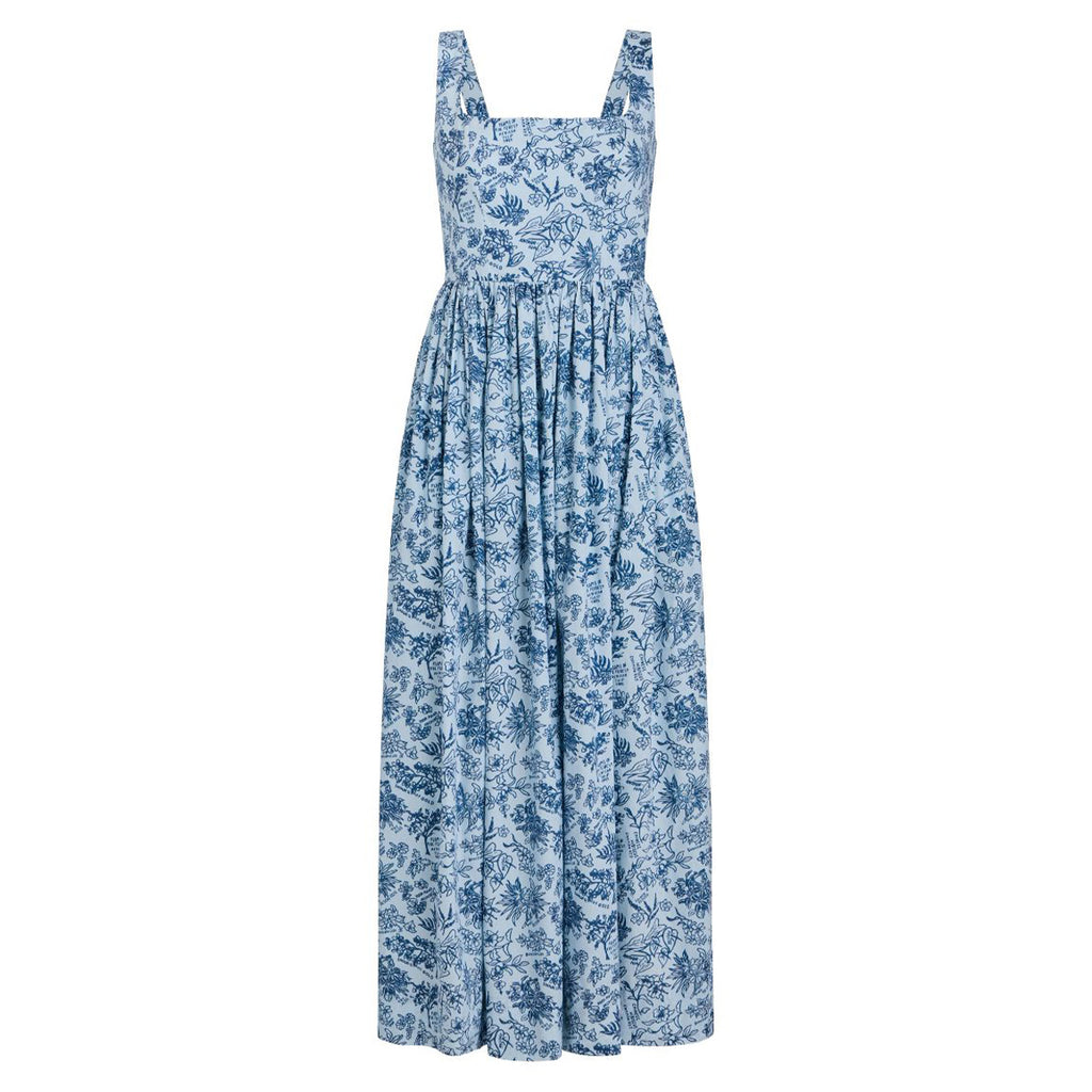 Scoop Neck Dress in Blue Flora