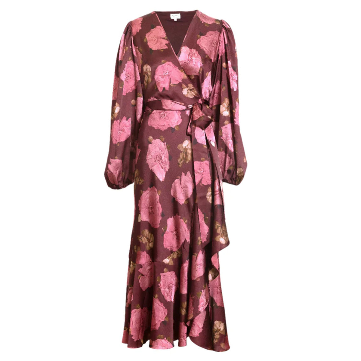 Long Sleeve Blaire Dress in Mahogany & Soft Carmine Multi