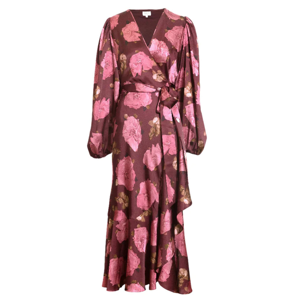 Long Sleeve Blaire Dress in Mahogany & Soft Carmine Multi