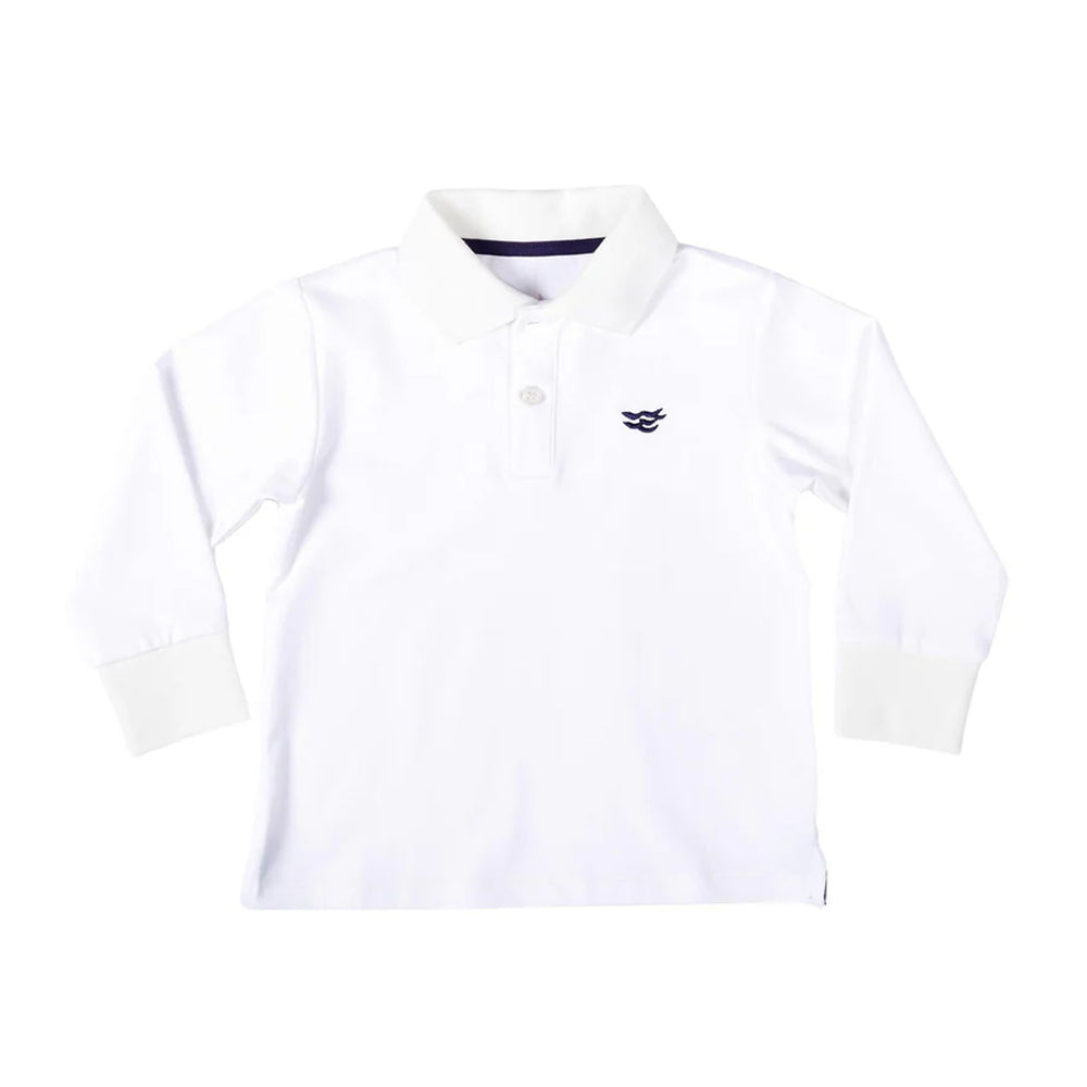 Long Sleeve Carter Polo in Classic White
