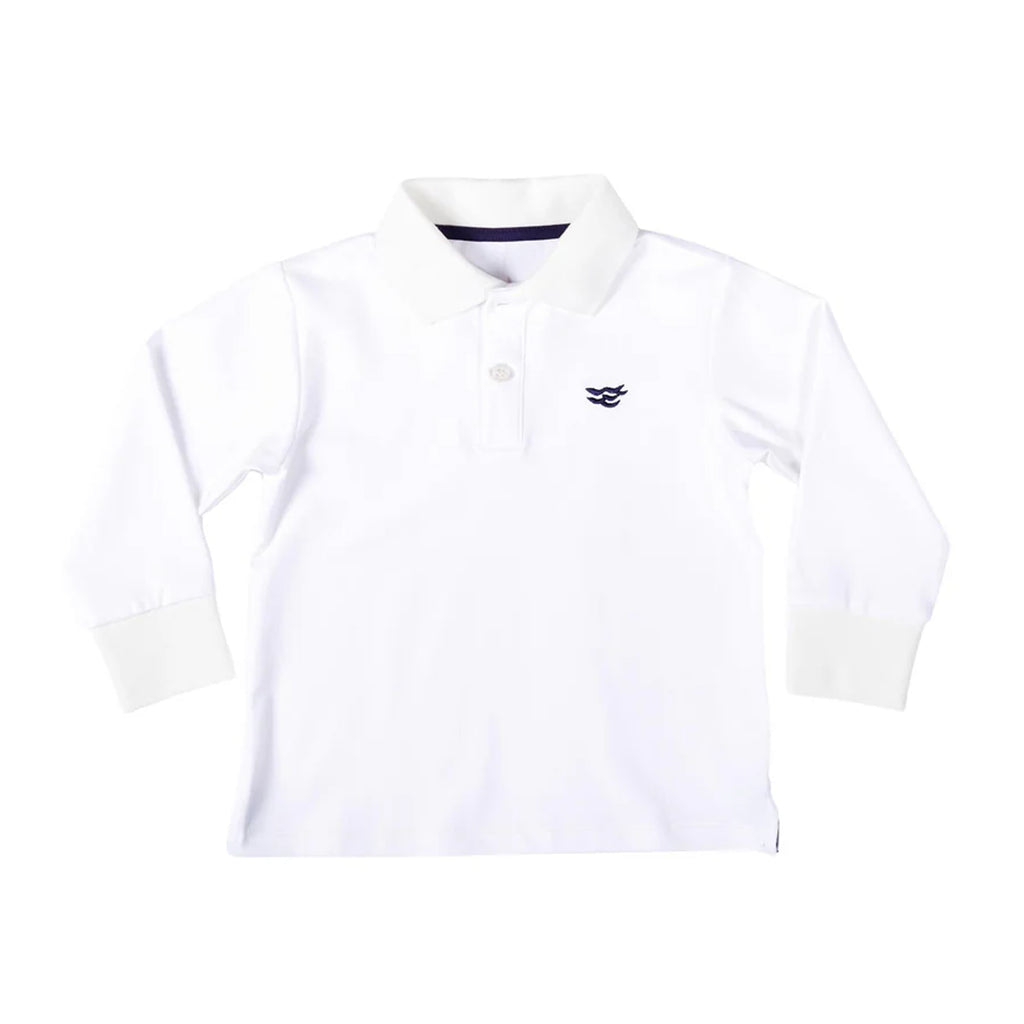 Long Sleeve Carter Polo in Classic White
