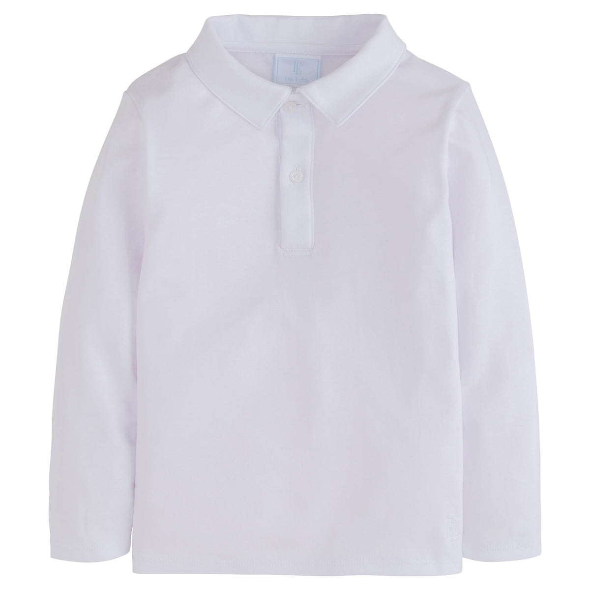 little english classic childrens clothing. Long sleeve solid white polo for boys