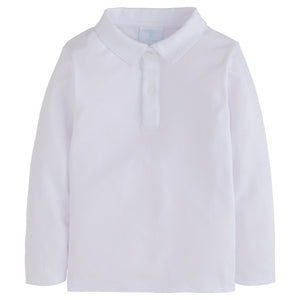 little english classic childrens clothing. Long sleeve solid white polo for boys