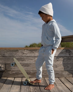 Tino Crown Velour Loungewear Set in Child Dusty Blue