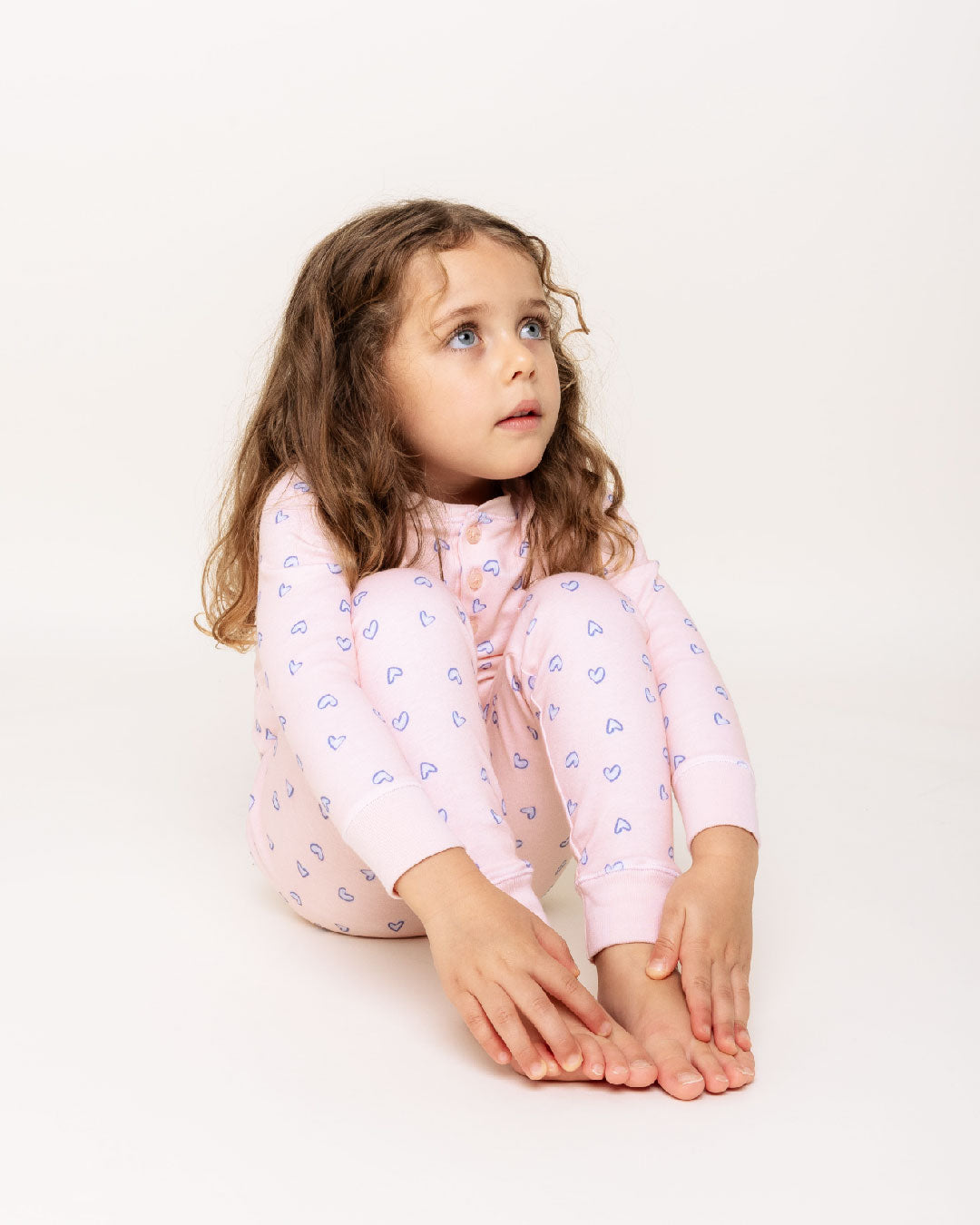 Children's Love Heart Pajamas in Pink