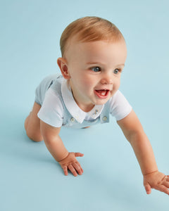 Cashmere Sparkle Bubble Romper in Blue