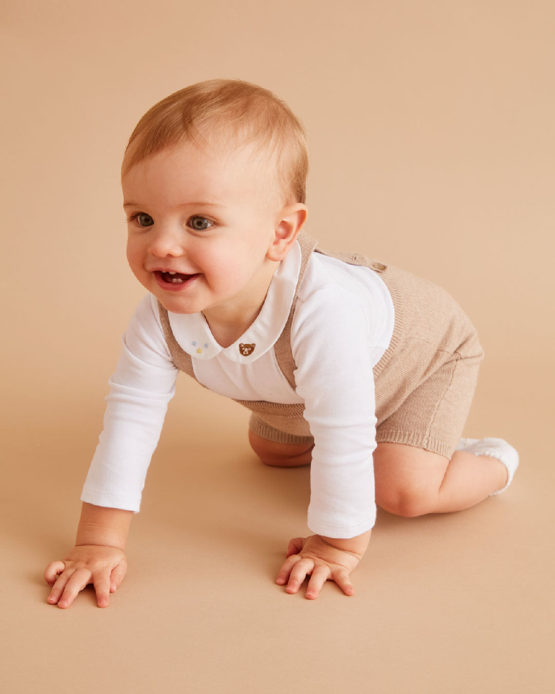 Little Bear Embroidered Collar Onesie