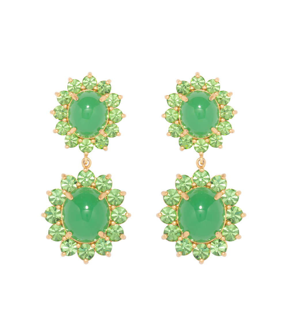 Georgie Drop Earrings in Green