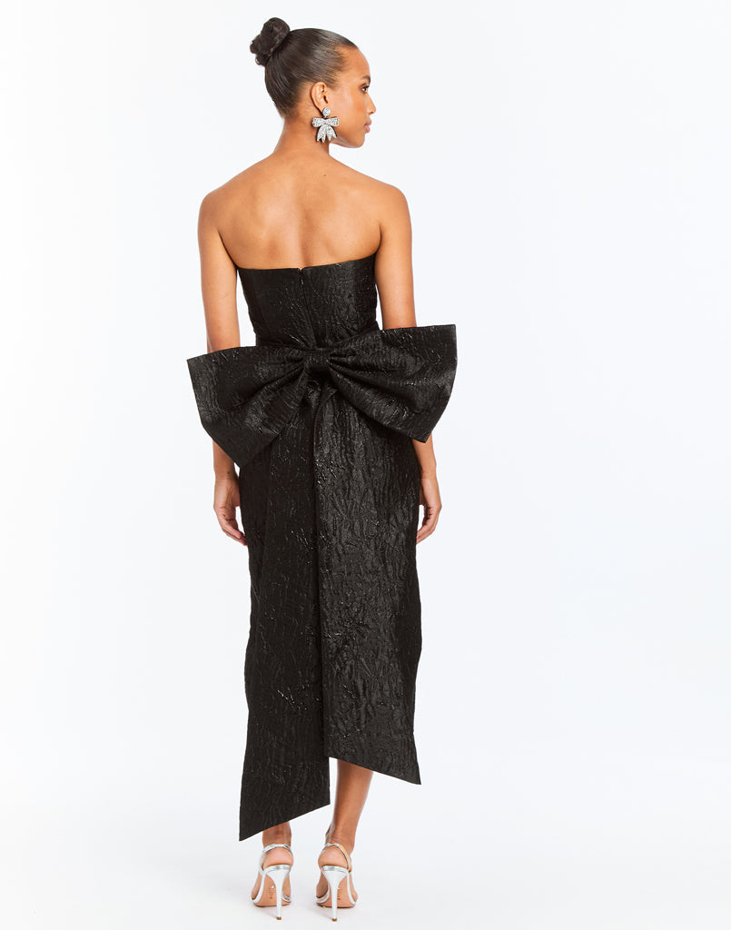 Lorena Convertible™ Bow Dress in Black Metallic Jacquard