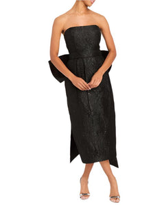 Lorena Convertible™ Bow Dress in Black Metallic Jacquard