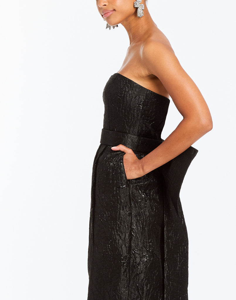 Lorena Convertible™ Bow Dress in Black Metallic Jacquard