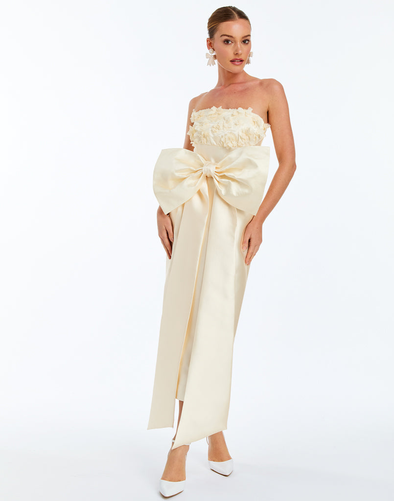 Lorena Convertible Bow Dress in Ivory