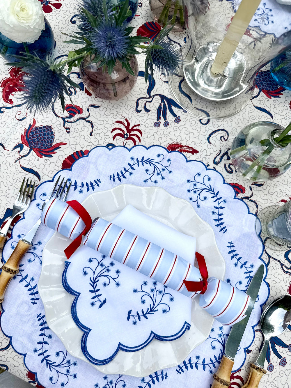 Spring Linen Dinner Napkin in Blue
