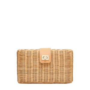 Lou Wicker Straw Clutch Bag