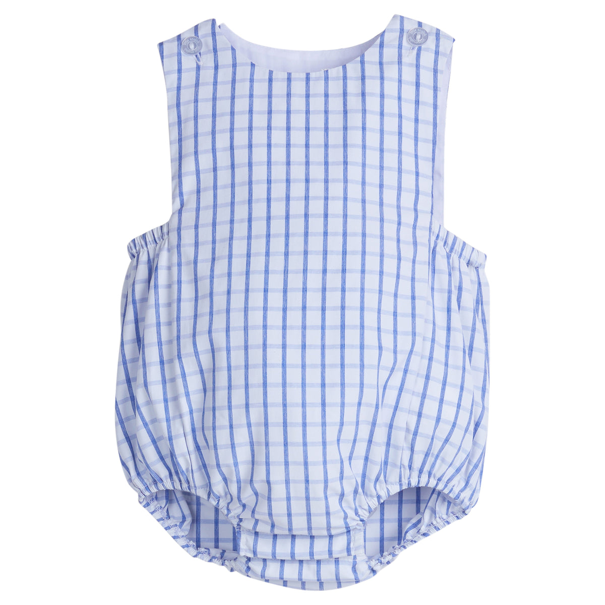Little English traditional children's clothing.  Royal blue and white windowpane check bubble for baby boys for Spring and Summer.  4th of July outfit for baby boys